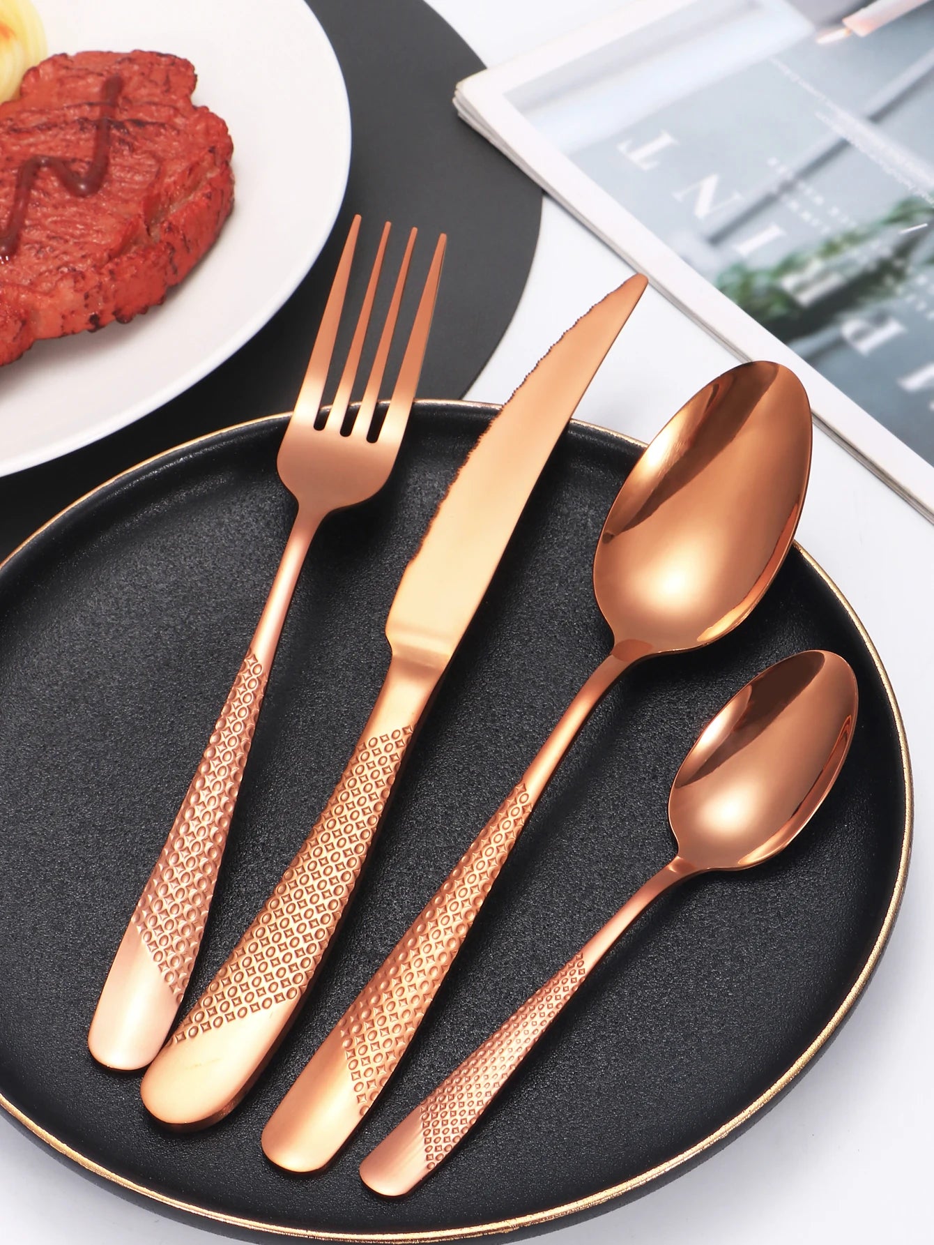 24pc Stainless steel tableware star steak