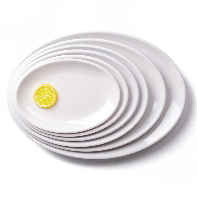 Oval White Melamine Plates Dinner