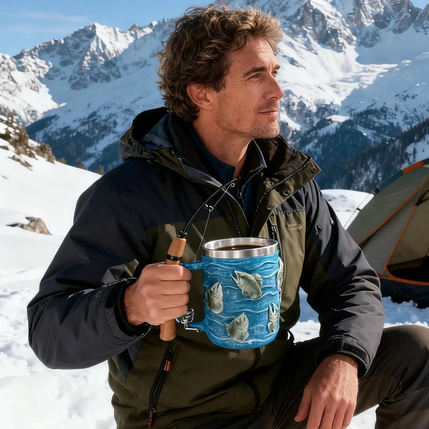 Coffee Mug Resin Cold Hot Beverage Water Cup Fishing T