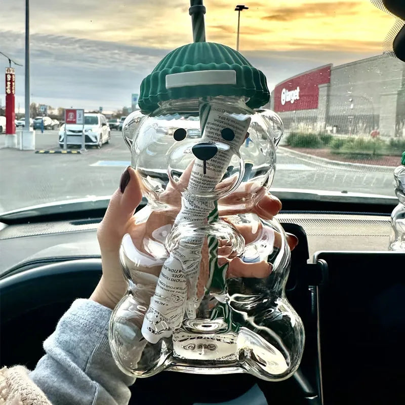 Glass Bear Cup-Star Bear Straw