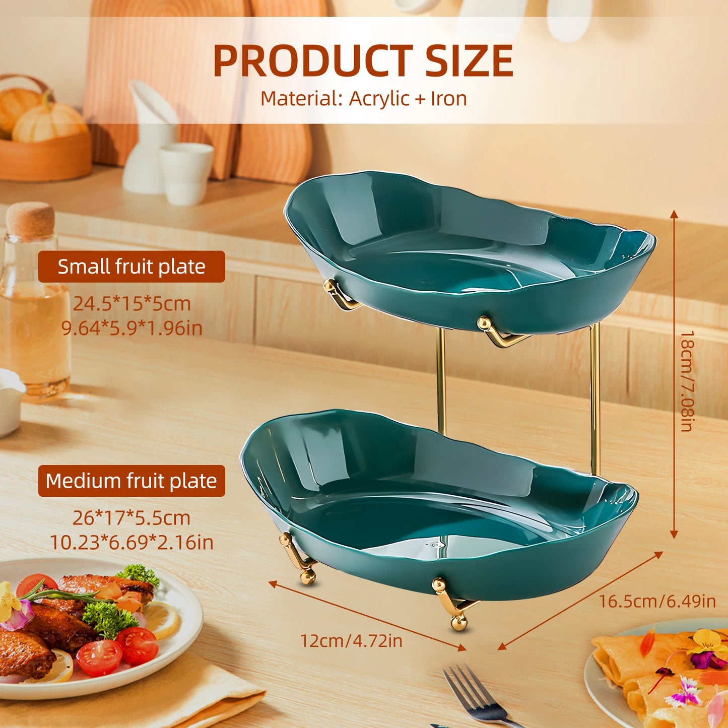 Fruit Bowl for Kitchen Counter 3 Tier Acrylic