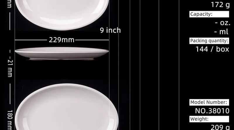 Oval White Melamine Plates Dinner