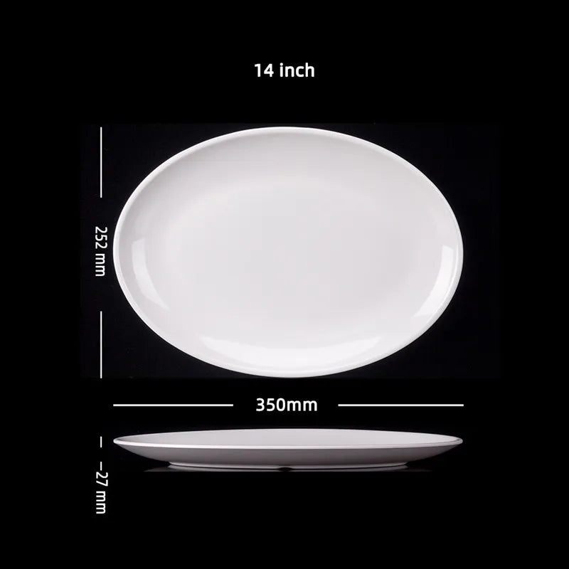 Oval White Melamine Plates Dinner
