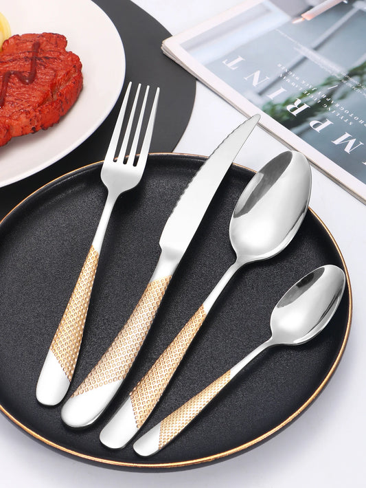 24pc Stainless steel tableware star steak