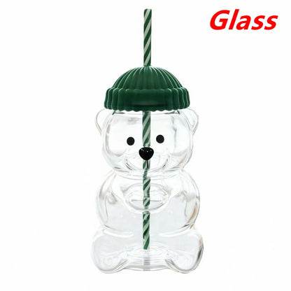 Glass Bear Cup-Star Bear Straw