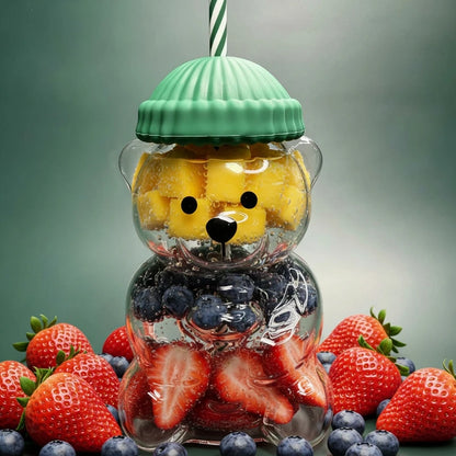 Glass Bear Cup-Star Bear Straw