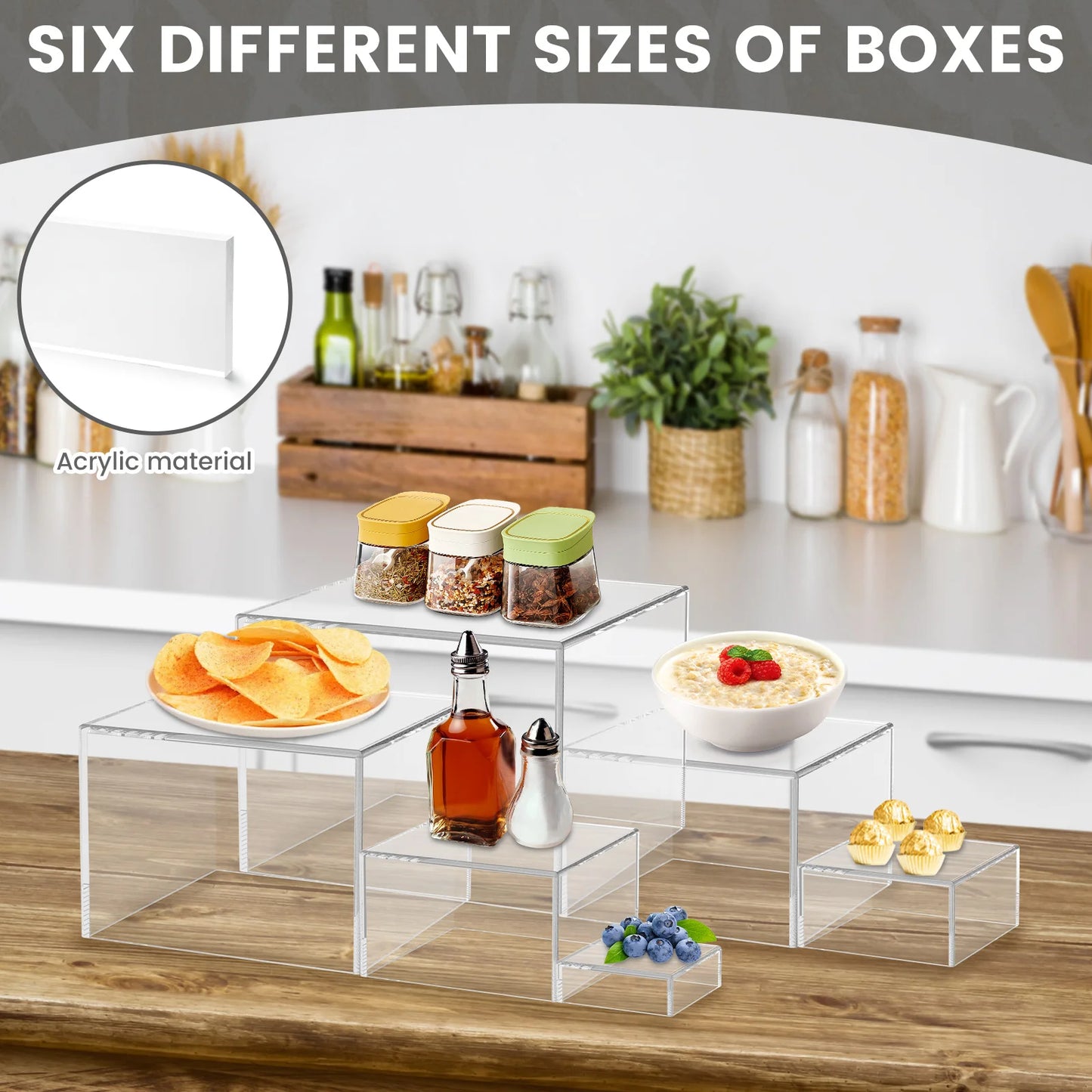 3/6Pcs Acrylic Buffet Riser Food