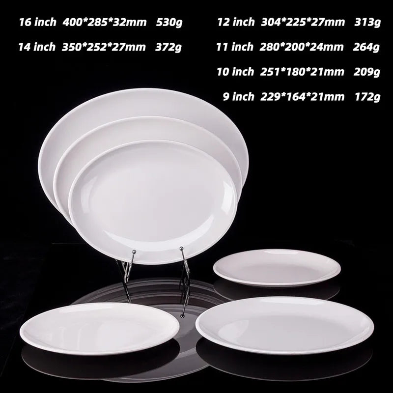 Oval White Melamine Plates Dinner