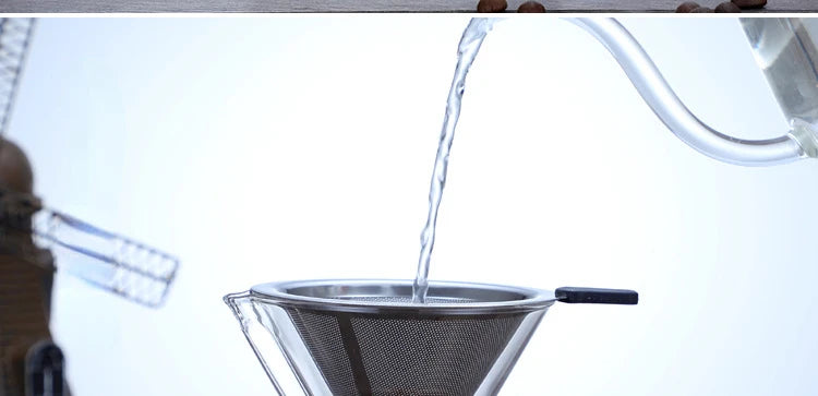 Hand Glass Coffee Kettle with Stainless Steel Filter