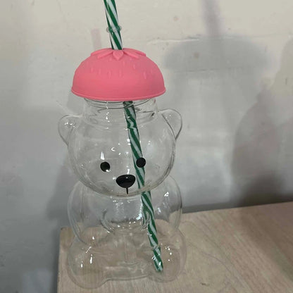 Glass Bear Cup-Star Bear Straw