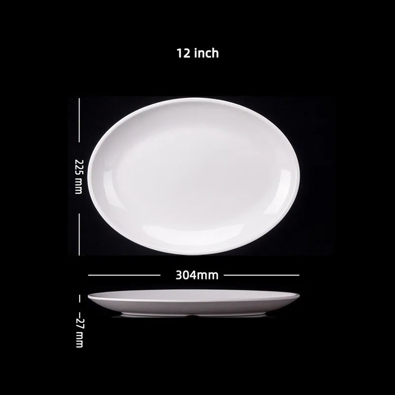 Oval White Melamine Plates Dinner