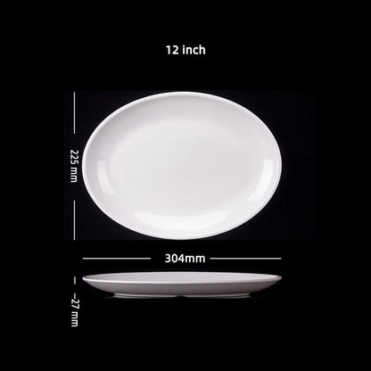 Oval White Melamine Plates Dinner