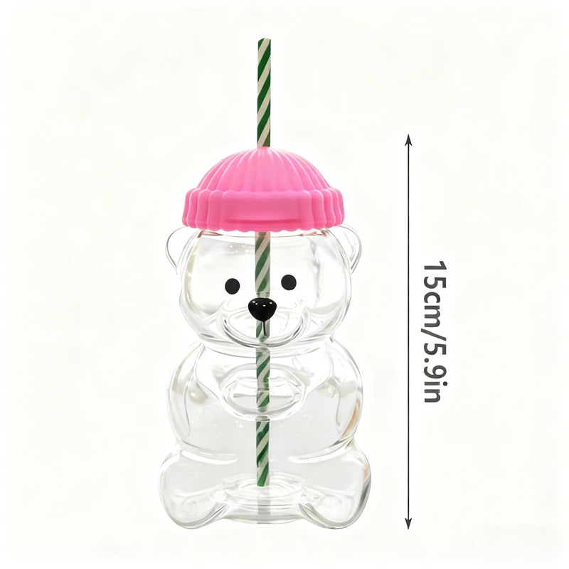 Glass Bear Cup-Star Bear Straw