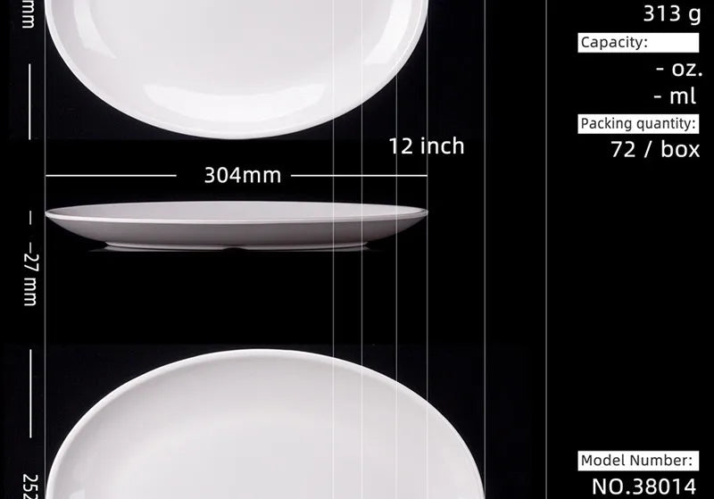 Oval White Melamine Plates Dinner