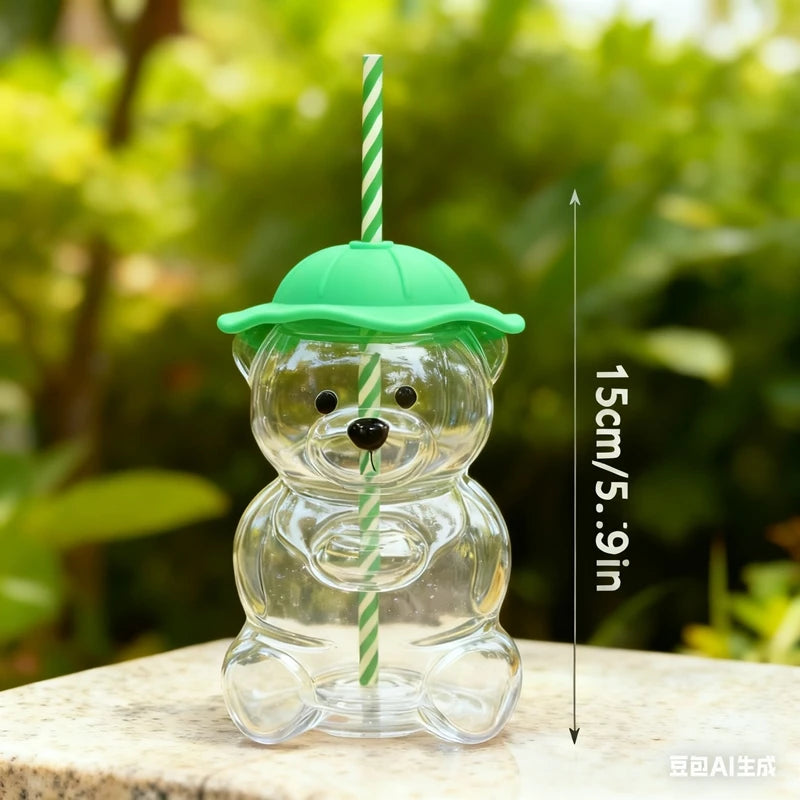 Glass Bear Cup-Star Bear Straw