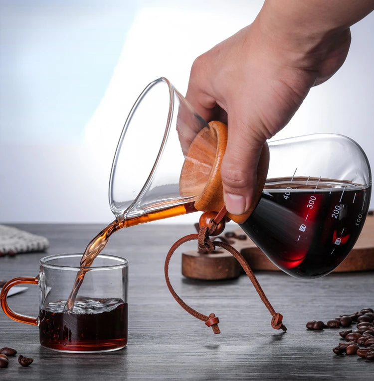 Hand Glass Coffee Kettle with Stainless Steel Filter