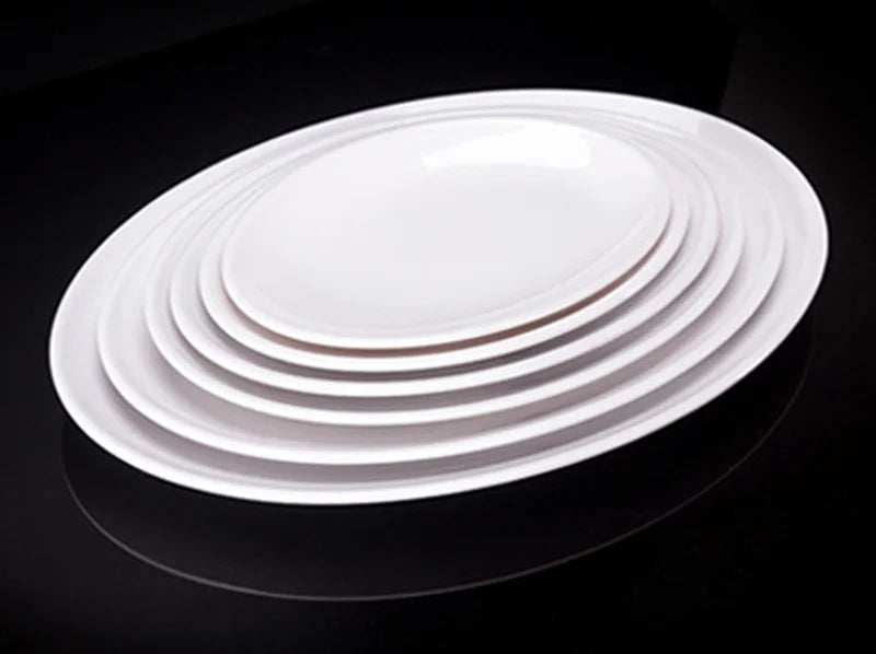 Oval White Melamine Plates Dinner