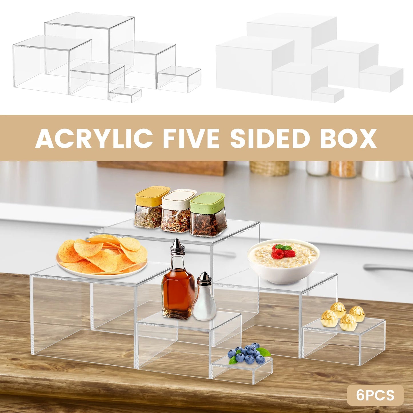 6pcs Acrylic Buffet Riser Food