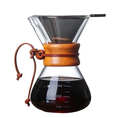 Hand Glass Coffee Kettle with Stainless Steel Filter