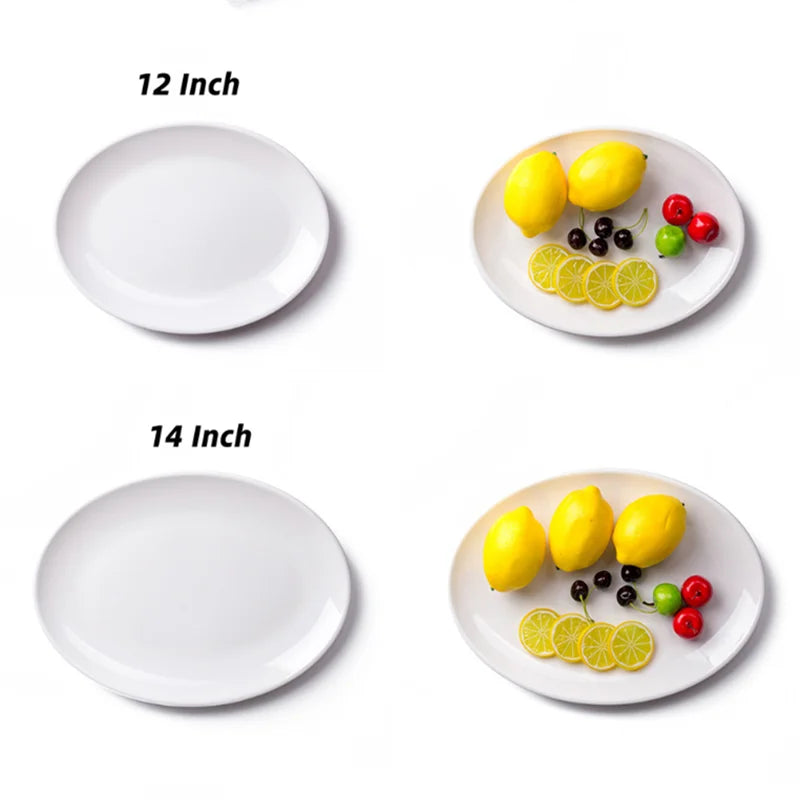 Oval White Melamine Plates Dinner