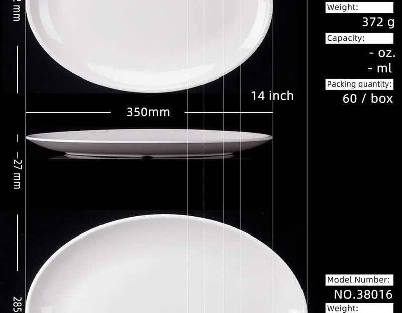 Oval White Melamine Plates Dinner