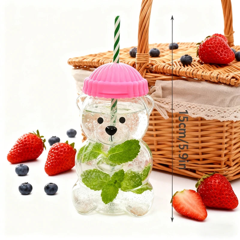 Glass Bear Cup-Star Bear Straw