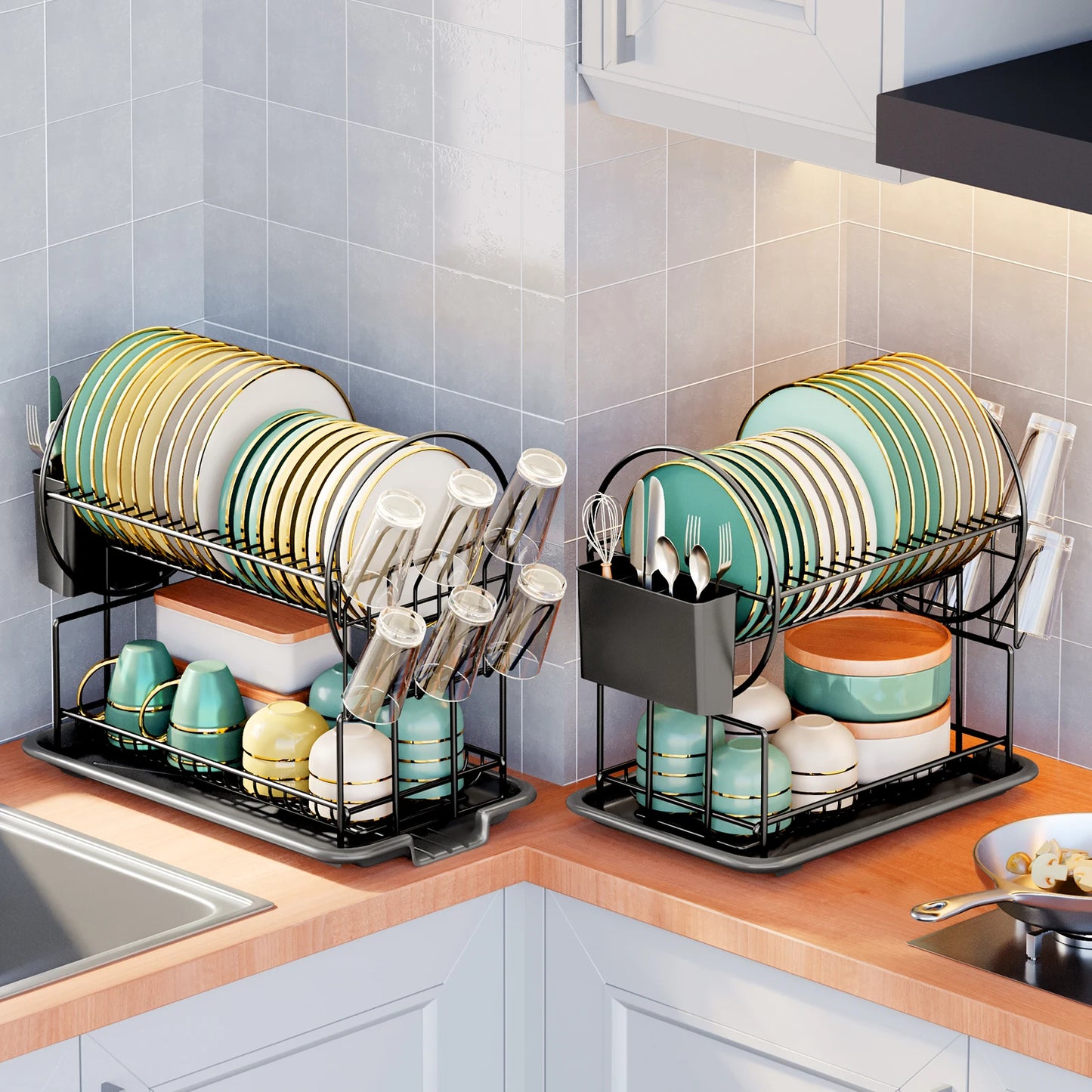 dish drying rack drain board set tableware