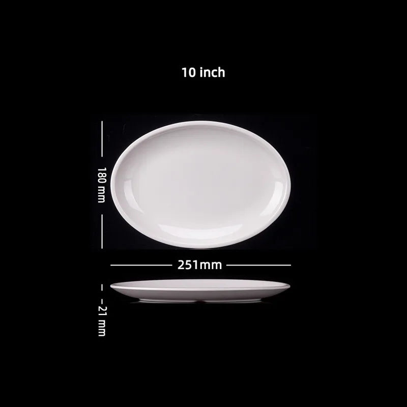 Oval White Melamine Plates Dinner