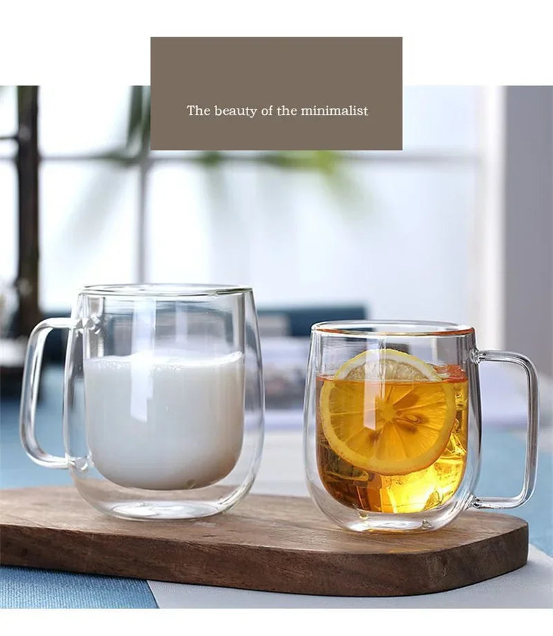 Heat Resistant High Borosilicate Glass Mug Double Wall Glass