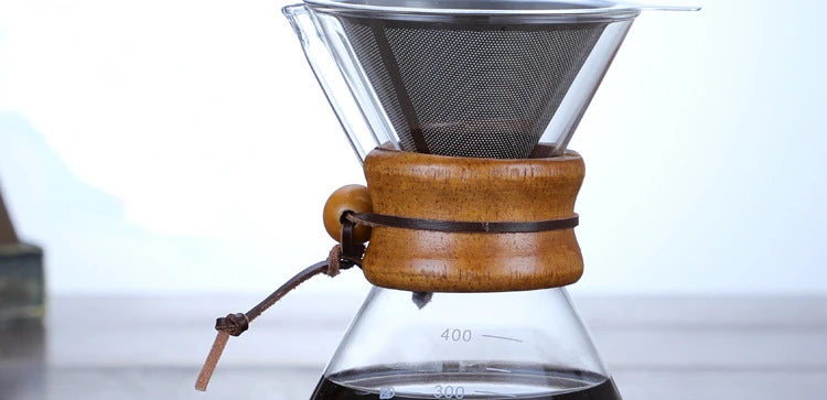 Hand Glass Coffee Kettle with Stainless Steel Filter