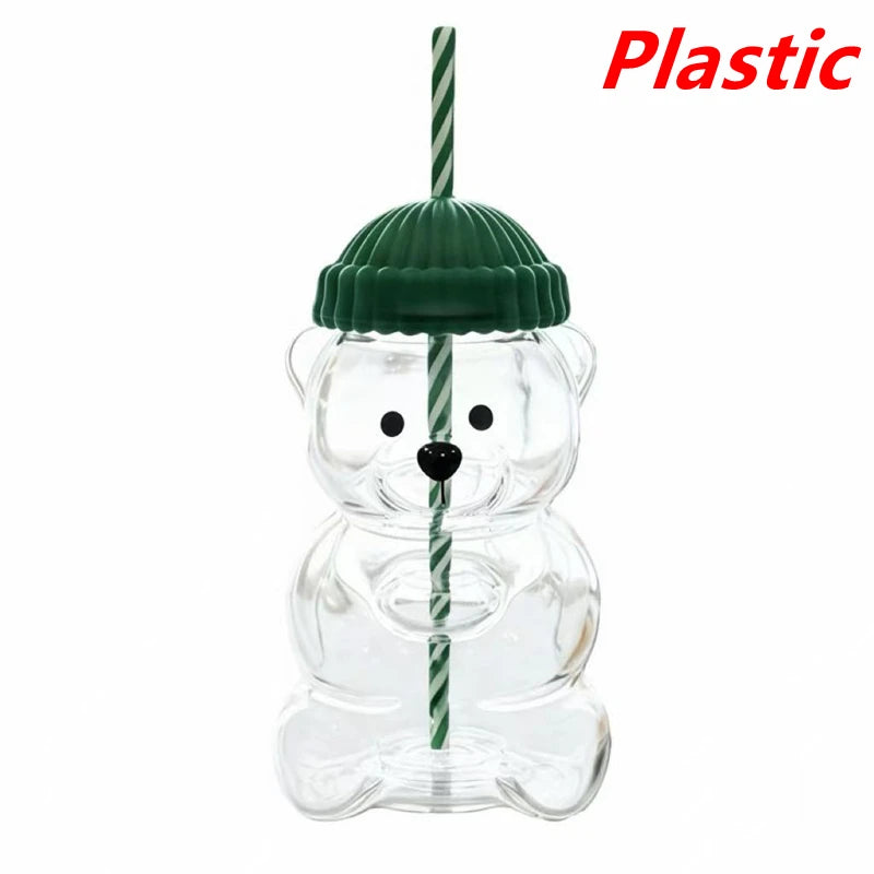 Glass Bear Cup-Star Bear Straw