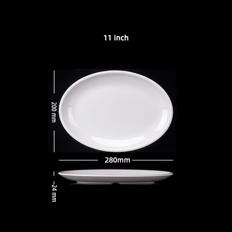 Oval White Melamine Plates Dinner