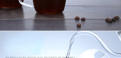 Hand Glass Coffee Kettle with Stainless Steel Filter